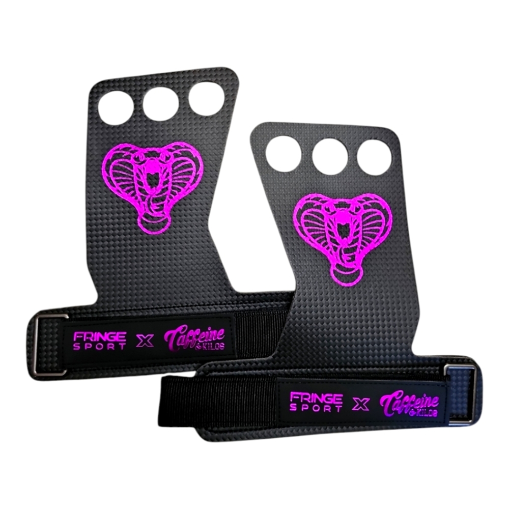 Gym Grips Fringe Sport x Caffeine and Kilos Cobra Weight Lifting Metallic Pink
